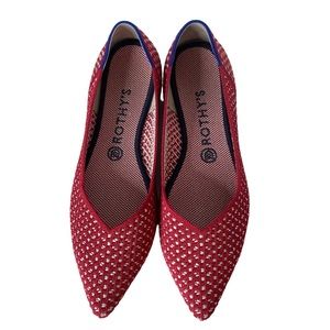 Rothy's Red and White Pointed Knit Flats